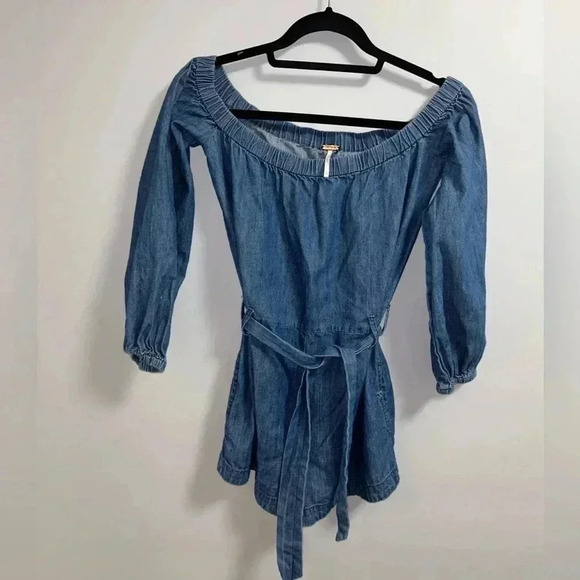 Free People Tangled in Willows  Chambray Romper - Picture 3 of 7